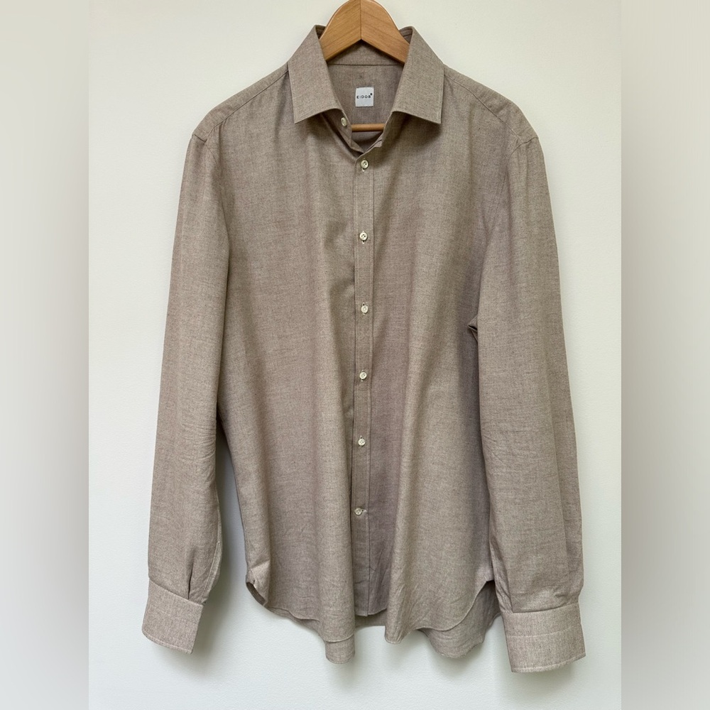 Eidos Light Tan Button Up Dress Shirt - Sz 42 100% Cotton